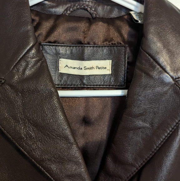 Amanda Smith Brown 100% Leather Jacket sz 12P - Picture 5 of 8